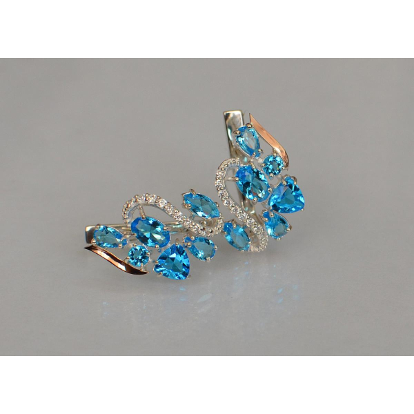 Серебряные серьги с золотыми пластинами (152с)