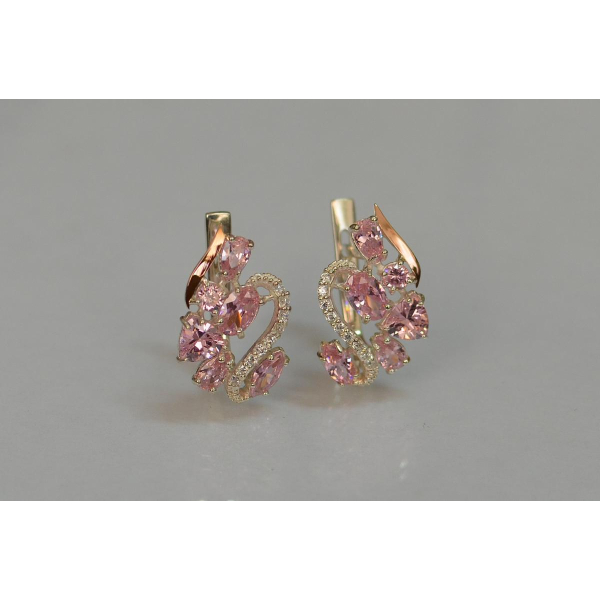 Серебряные серьги с золотыми пластинами (152с)