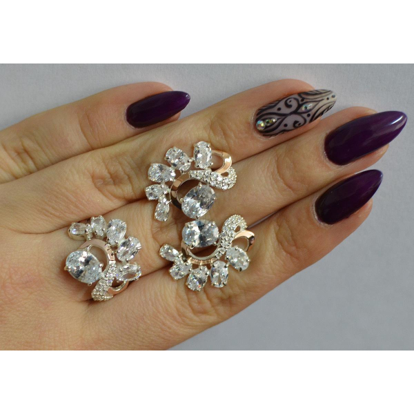 Серебряный набор с золотыми пластинами (153)