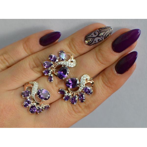 Серебряный набор с золотыми пластинами (153)