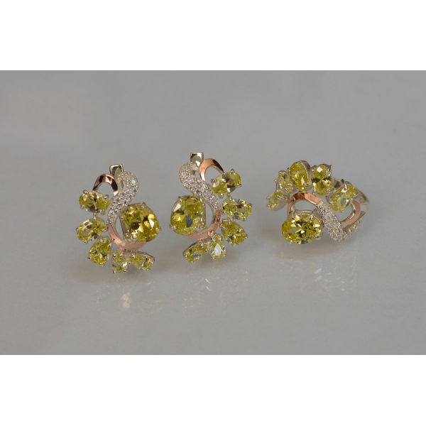 Серебряный набор с золотыми пластинами (153)