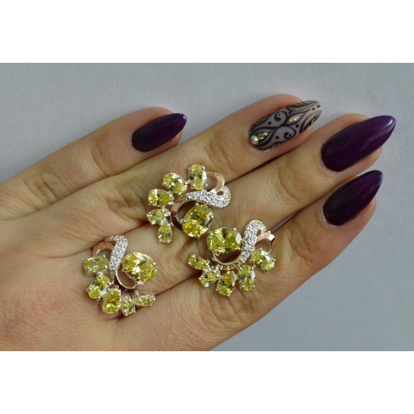 Серебряный набор с золотыми пластинами (153)