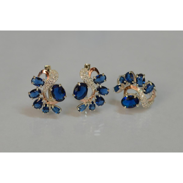 Серебряный набор с золотыми пластинами (153)