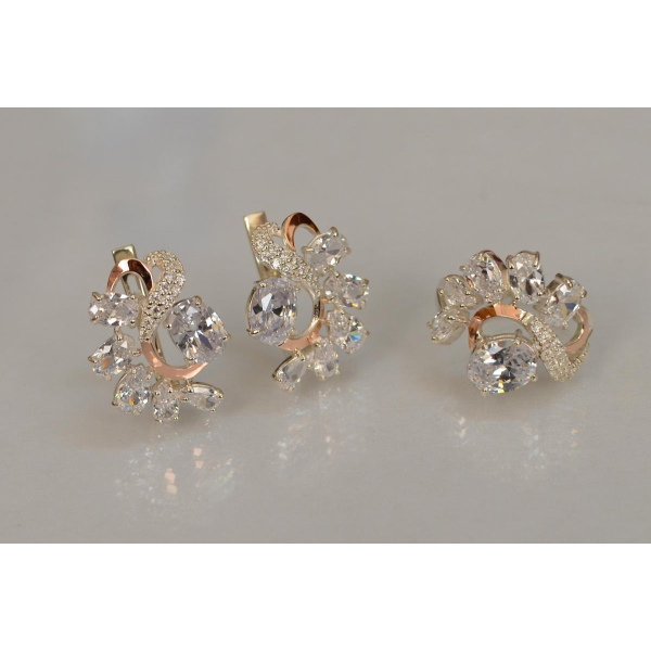 Серебряный набор с золотыми пластинами (153)