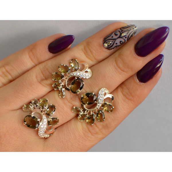 Серебряный набор с золотыми пластинами (153)