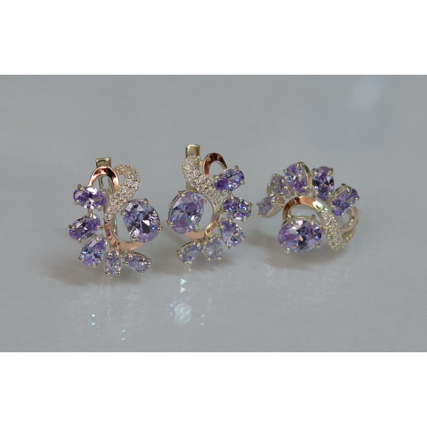 Серебряный набор с золотыми пластинами (153)