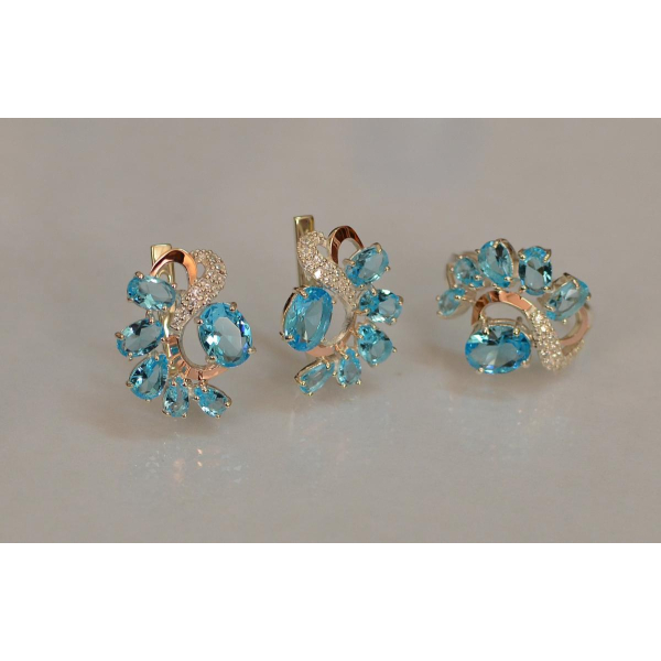 Серебряный набор с золотыми пластинами (153)