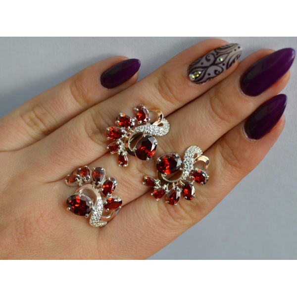 Серебряный набор с золотыми пластинами (153)