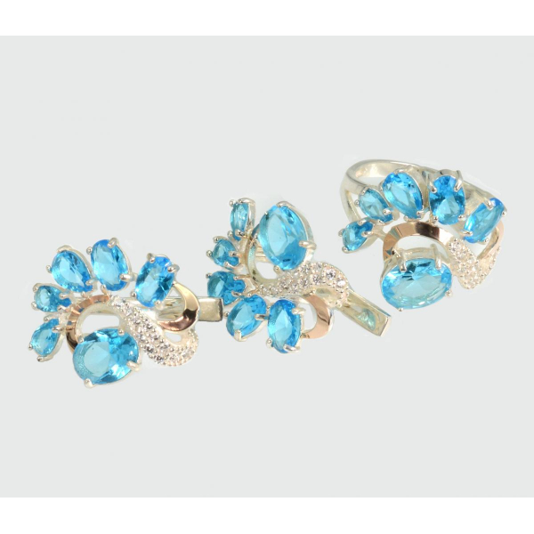 Серебряный набор с золотыми пластинами (153)