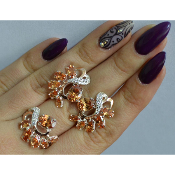 Серебряный набор с золотыми пластинами (153)