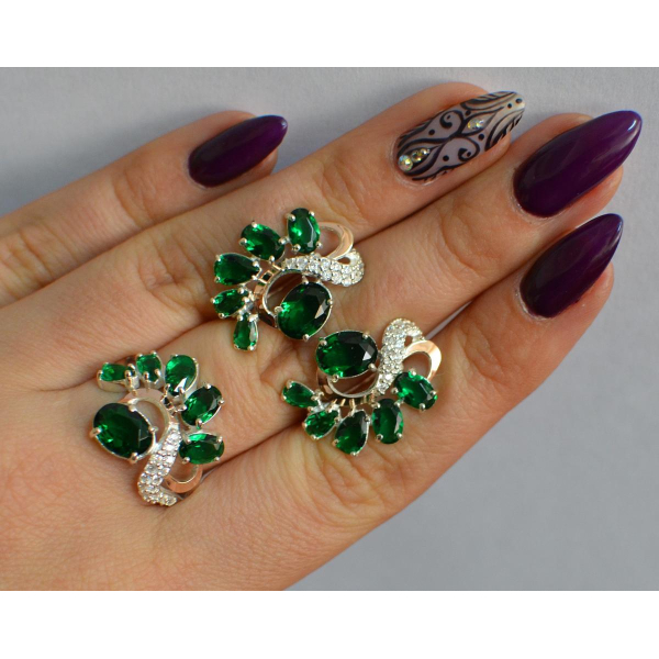 Серебряный набор с золотыми пластинами (153)