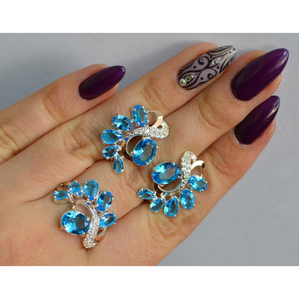 Серебряный набор с золотыми пластинами (153)