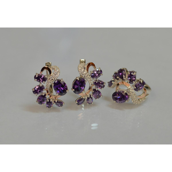 Серебряный набор с золотыми пластинами (153)