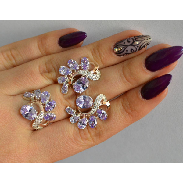 Серебряный набор с золотыми пластинами (153)