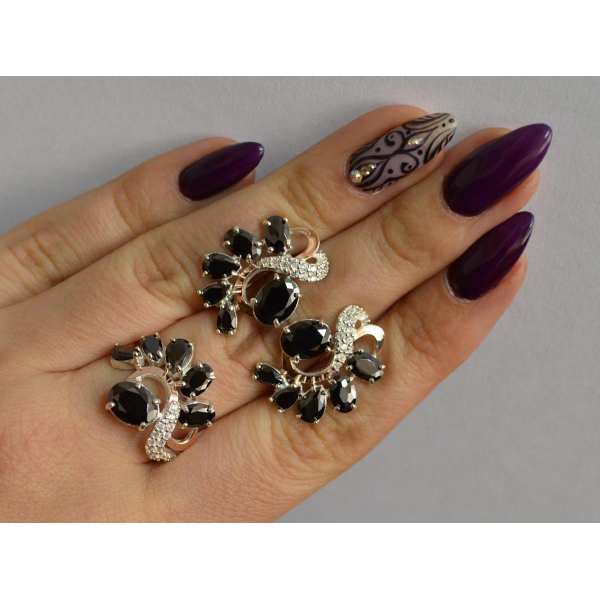 Серебряный набор с золотыми пластинами (153)