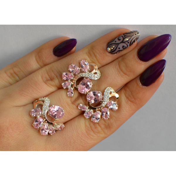 Серебряный набор с золотыми пластинами (153)