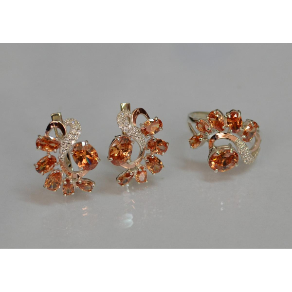 Серебряный набор с золотыми пластинами (153)