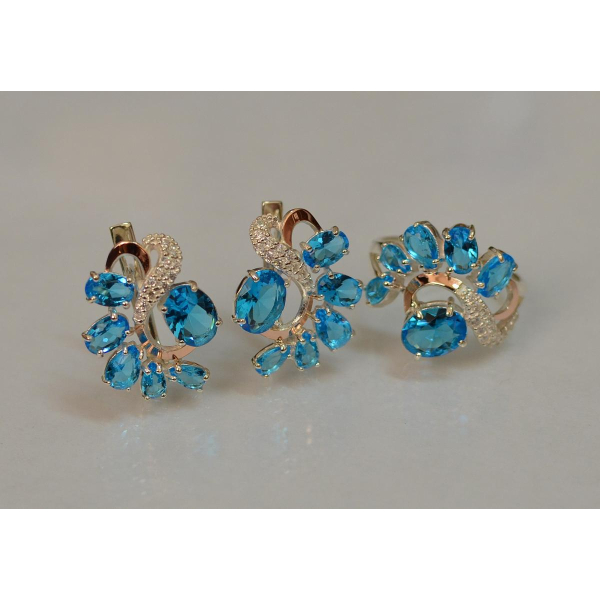 Серебряный набор с золотыми пластинами (153)