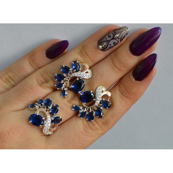 Серебряный набор с золотыми пластинами (153)