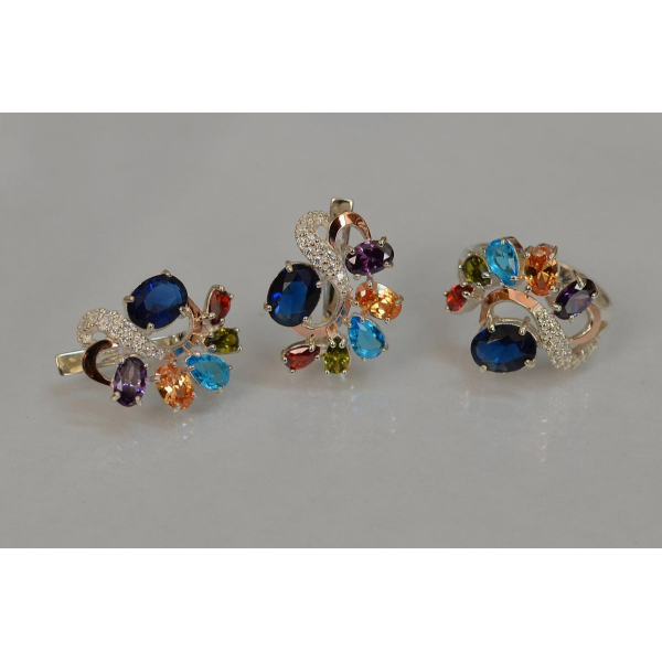 Серебряный набор с золотыми пластинами (153)