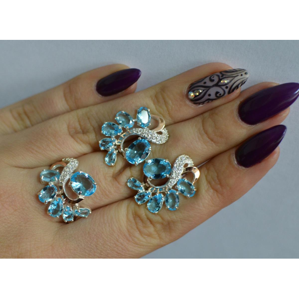 Серебряный набор с золотыми пластинами (153)