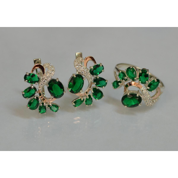 Серебряный набор с золотыми пластинами (153)