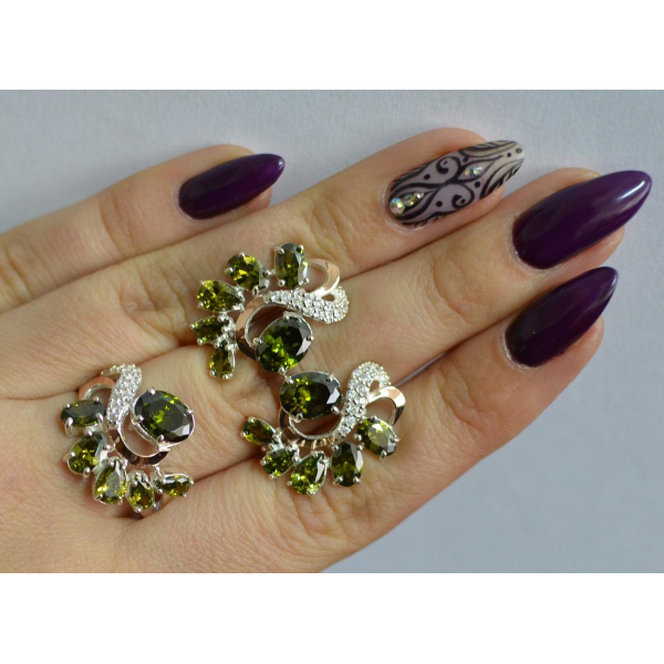 Серебряный набор с золотыми пластинами (153)