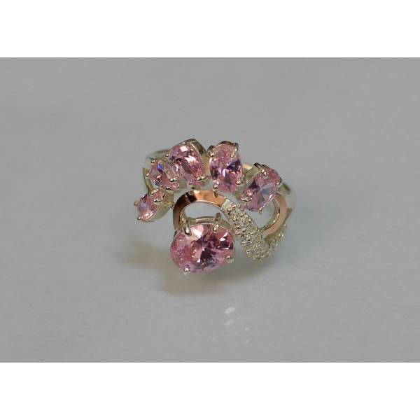 Серебряное кольцо с золотыми вставками (153к)