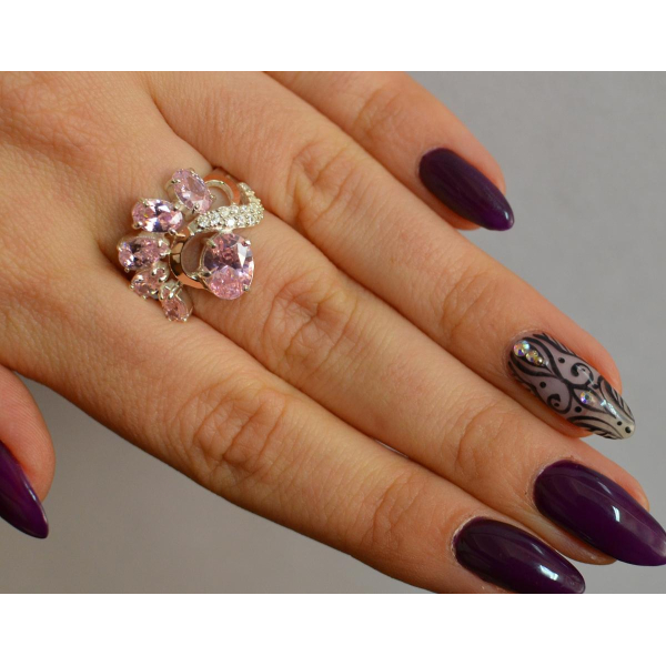 Серебряное кольцо с золотыми вставками (153к)