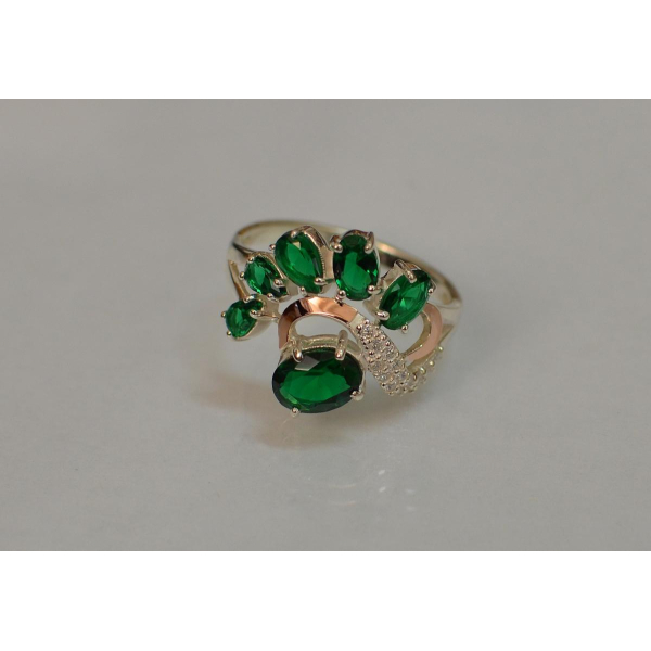 Серебряное кольцо с золотыми вставками (153к)