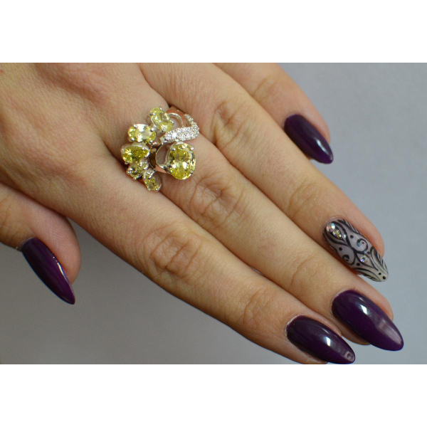 Серебряное кольцо с золотыми вставками (153к)