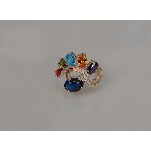 Серебряное кольцо с золотыми вставками (153к)