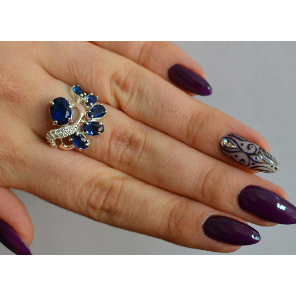 Серебряное кольцо с золотыми вставками (153к)