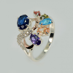 Серебряное кольцо с золотыми вставками