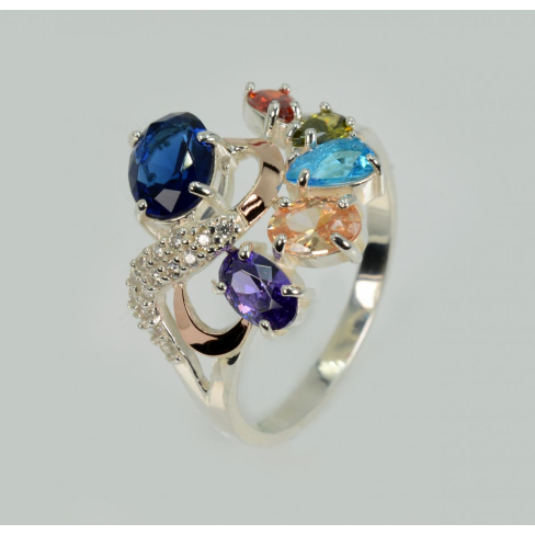 Серебряное кольцо с золотыми вставками