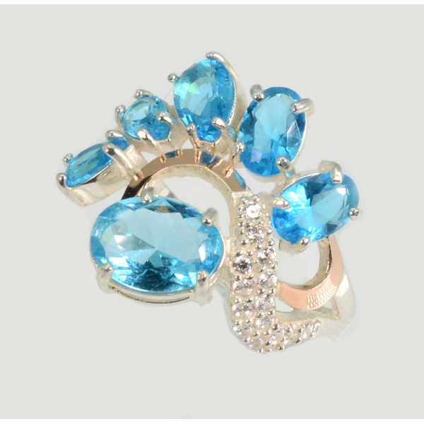 Серебряное кольцо с золотыми вставками (153к)