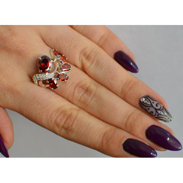 Серебряное кольцо с золотыми вставками (153к)