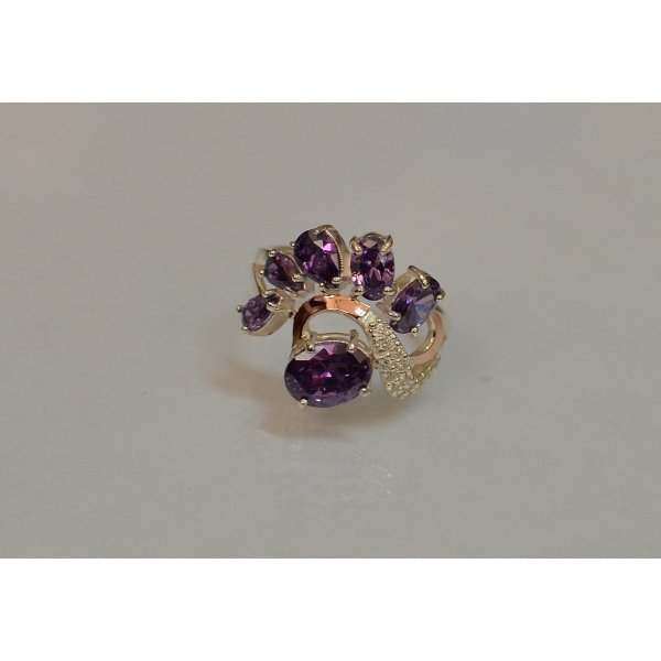 Серебряное кольцо с золотыми вставками (153к)