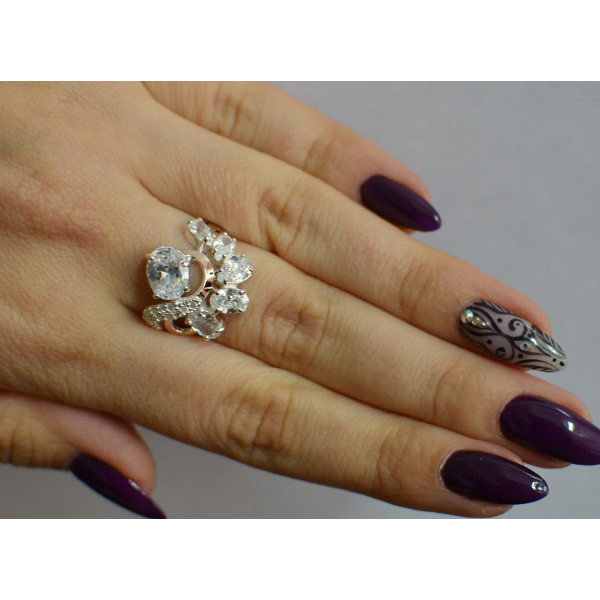 Серебряное кольцо с золотыми вставками (153к)