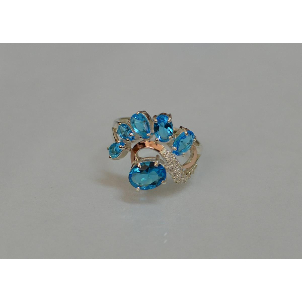 Серебряное кольцо с золотыми вставками (153к)