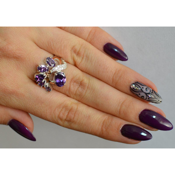 Серебряное кольцо с золотыми вставками (153к)