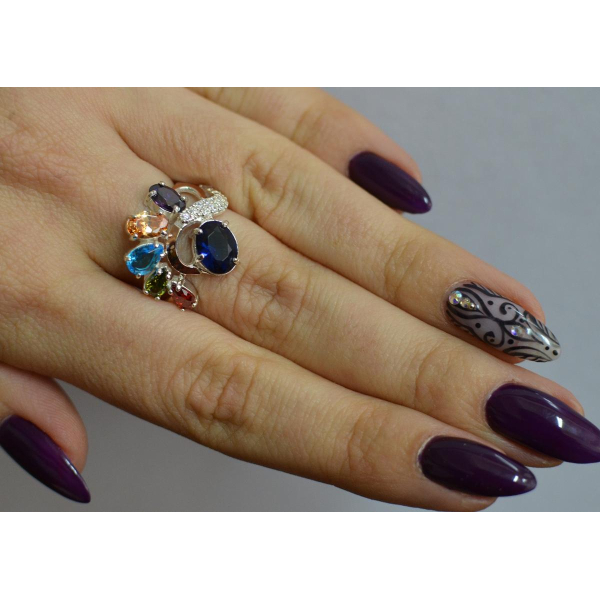 Серебряное кольцо с золотыми вставками (153к)