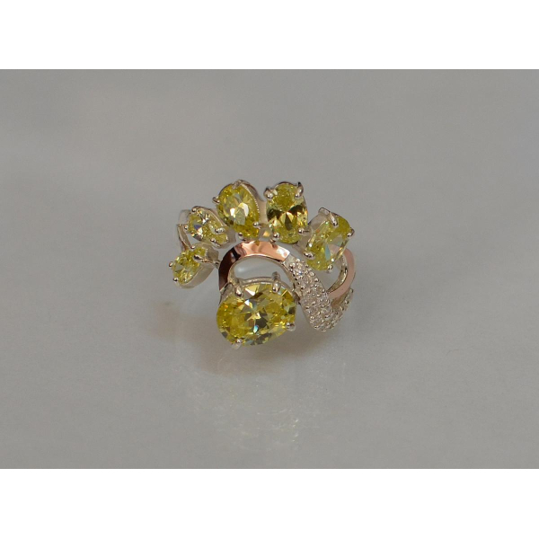 Серебряное кольцо с золотыми вставками (153к)