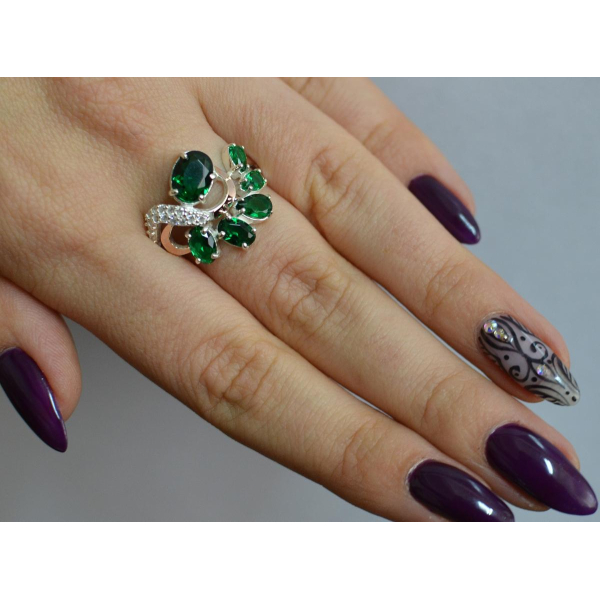 Серебряное кольцо с золотыми вставками (153к)