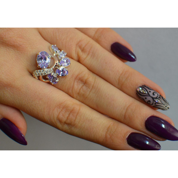 Серебряное кольцо с золотыми вставками (153к)