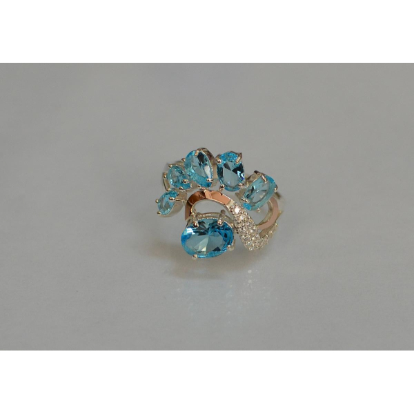 Серебряное кольцо с золотыми вставками (153к)