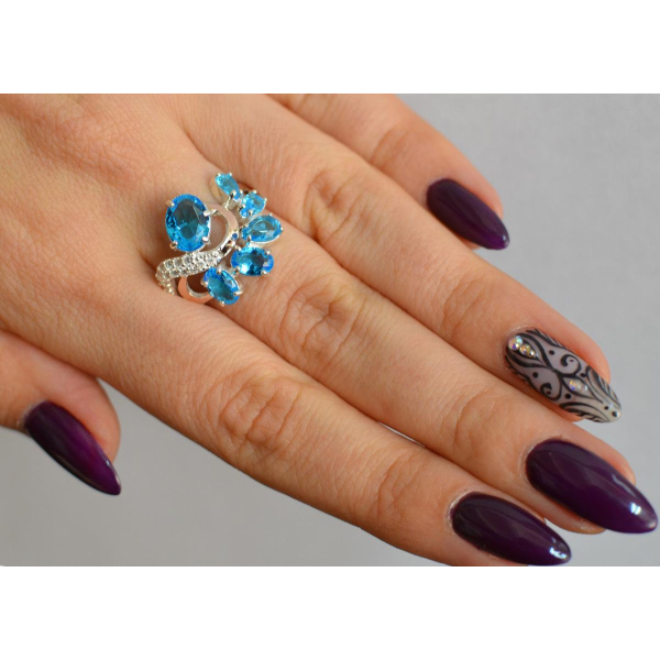 Серебряное кольцо с золотыми вставками (153к)