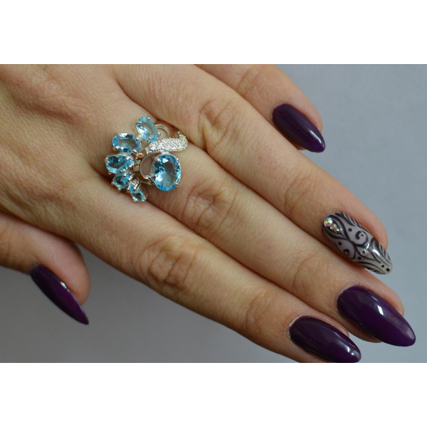 Серебряное кольцо с золотыми вставками (153к)