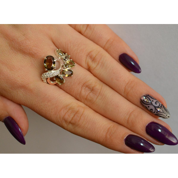 Серебряное кольцо с золотыми вставками (153к)