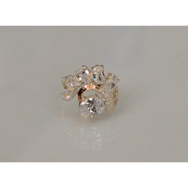 Серебряное кольцо с золотыми вставками (153к)